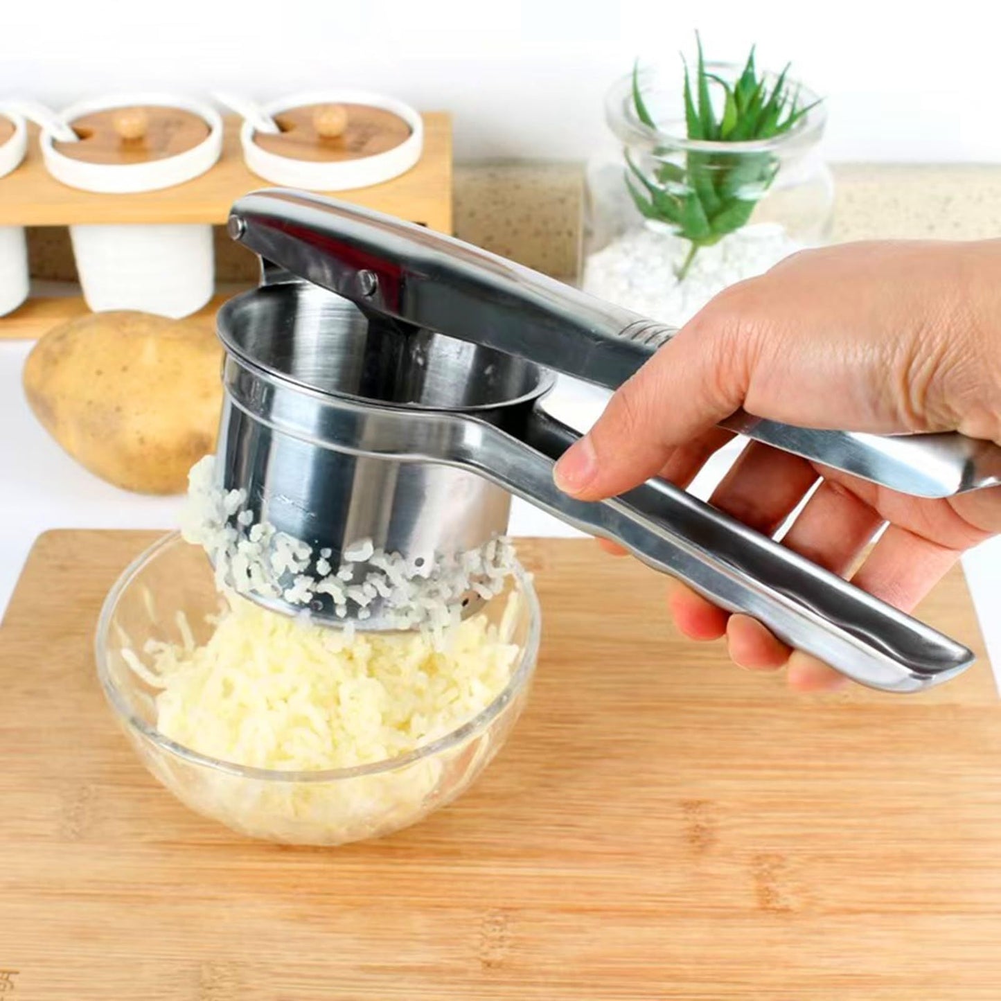 Heavy Duty Stainless Steel Mashed Potato Masher with Ergonomic Handle, Press and Mash Kitchen Gadget, Make V1192-AZ-W-2534