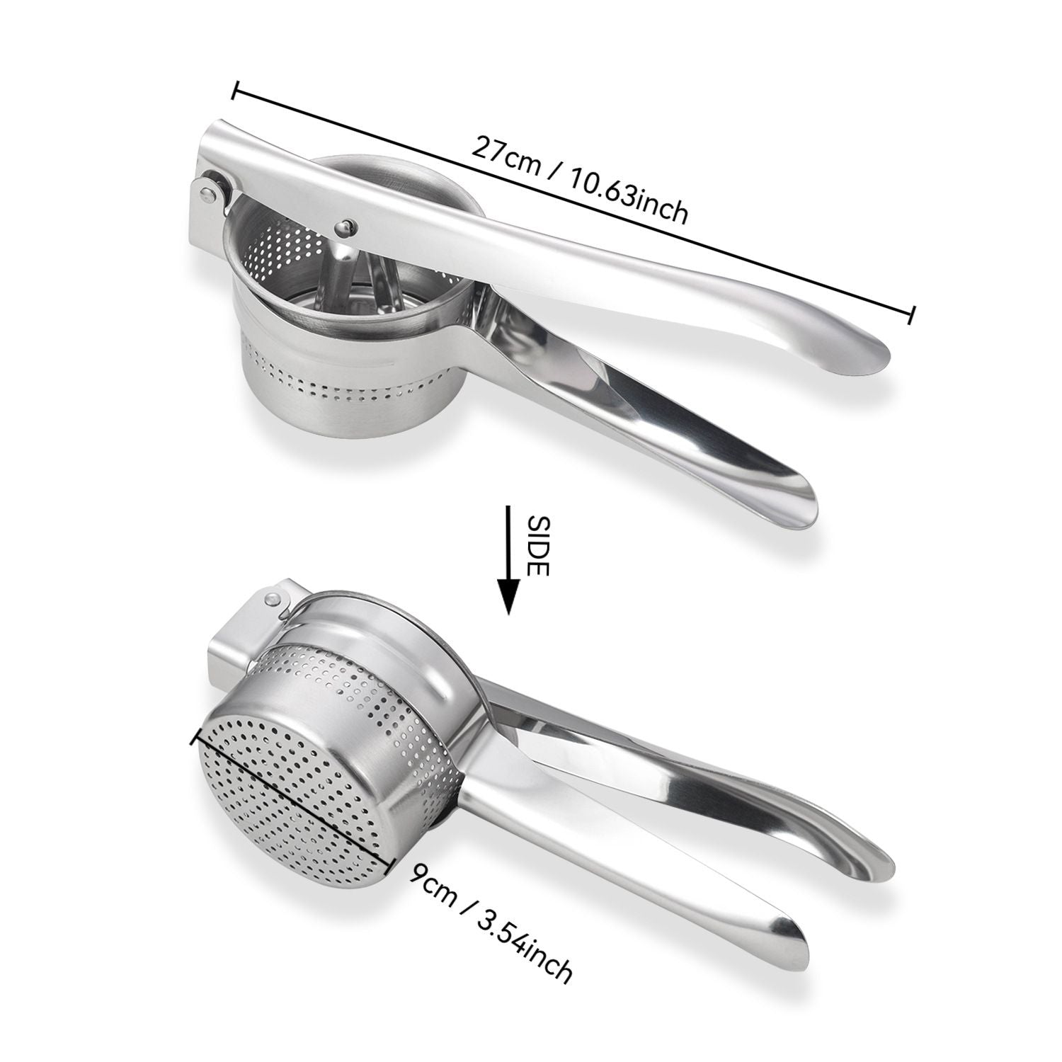 Heavy Duty Stainless Steel Mashed Potato Masher with Ergonomic Handle, Press and Mash Kitchen Gadget, Make V1192-AZ-W-2534