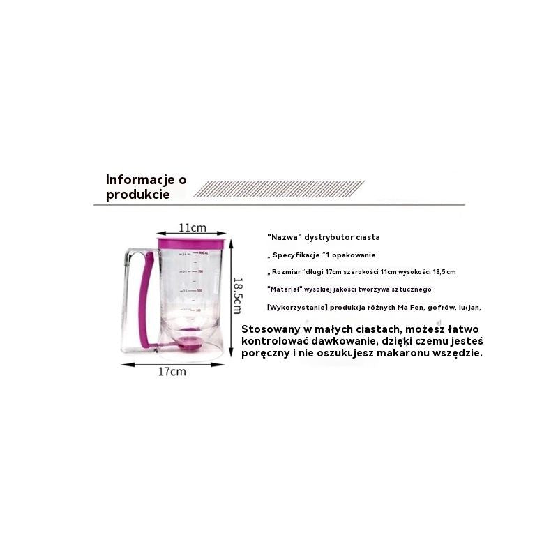 Pancake Cupcake Batter Dispenser for Waffles, Muffin Mix, Crepes, Cake Purple Pancakes, Cupcake, 900ml V1192-AZ-W-2536
