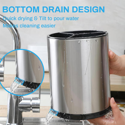 Kitchen Utensil Holder Extra Large 360 degreesRotating For Counter Organizer Stainless Steel Storage Cooking V1192-AZ-W-2541