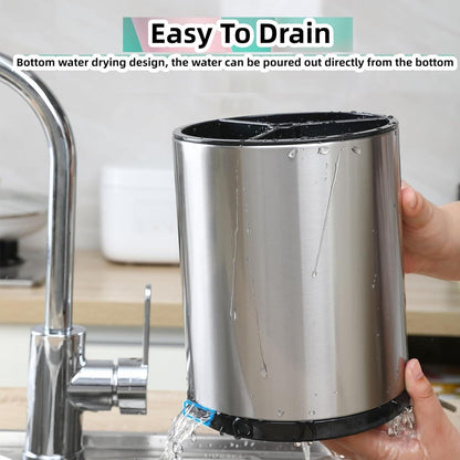 Kitchen Utensil Holder Extra Large 360 degreesRotating For Counter Organizer Stainless Steel Storage Cooking V1192-AZ-W-2541