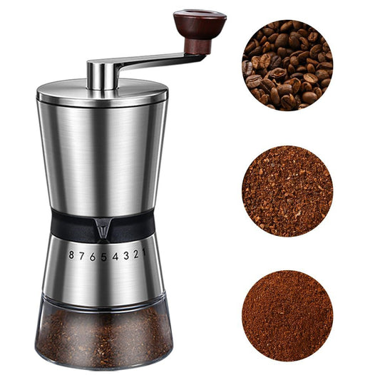 Precision Manual Coffee Grinder Large Capacity for Home Use, 8 Adjustable Coarseness Setting, Ceramic Burr V1192-AZ-W-2543