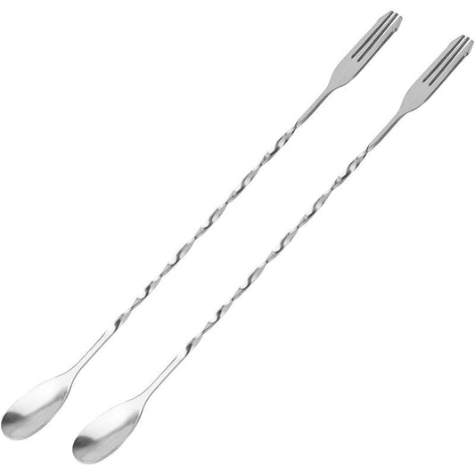 Bar Spoon Cocktail Mixing Spoon - 2pcs Cocktail Stirrers Long Handle 12.6 Inches, Stainless Steel Long Drink V1192-AZ-W-2554
