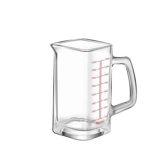 Shot Glass Measuring Cup, 4 OZ Espresso Measuring Glass with Handle and V-Shaped Spout, Small Measuring Cup V1192-AZ-W-2555