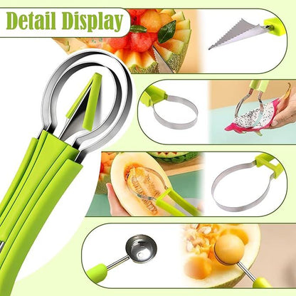Melon Baller Scoop Set,4 In 1 fruit cutters shapes, watermelon scooper fruit scooper and baller, fruit V1192-AZ-W-2557