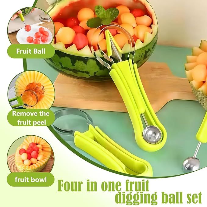Melon Baller Scoop Set,4 In 1 fruit cutters shapes, watermelon scooper fruit scooper and baller, fruit V1192-AZ-W-2557
