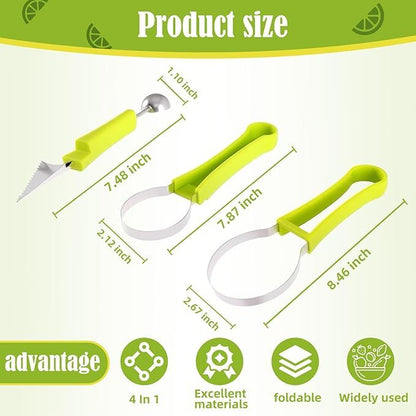 Melon Baller Scoop Set,4 In 1 fruit cutters shapes, watermelon scooper fruit scooper and baller, fruit V1192-AZ-W-2557