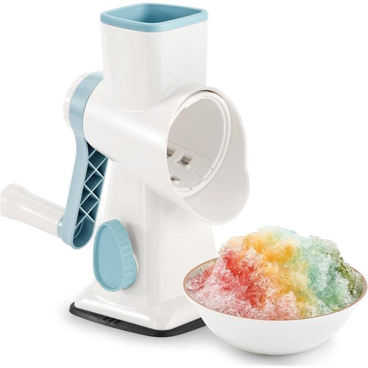 Rotary Ice Shaver Manual White - Stainless Steel Blade, Quick Labor-Saving Handle, Safe Stable Suction Base, V1192-AZ-W-2561