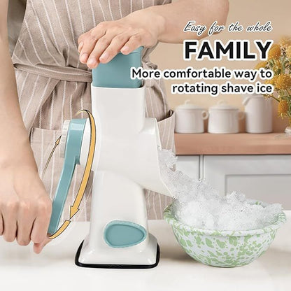 Rotary Ice Shaver Manual White - Stainless Steel Blade, Quick Labor-Saving Handle, Safe Stable Suction Base, V1192-AZ-W-2561