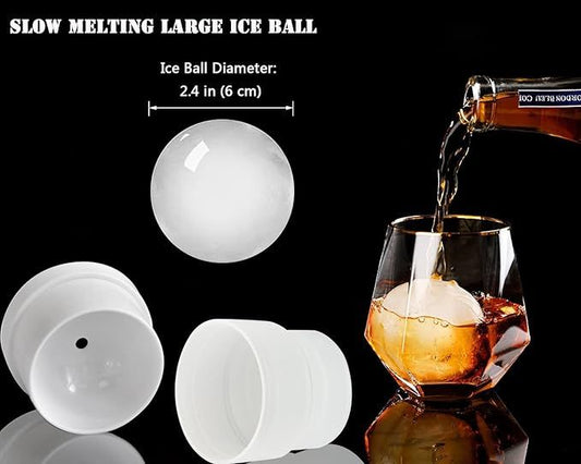 Ice Ball Maker Mold - Set of 3, Round Ice Cube Mold, 2.4 Inch Sphere Ice Cubes for Whiskey, Cocktails, V1192-AZ-W-2563
