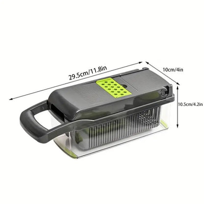 Vegetable Chopper, 7 Blade Veggie Chopper, Practical Food Chopper with Container, Cheese Grater, Home V1192-AZ-W-2576
