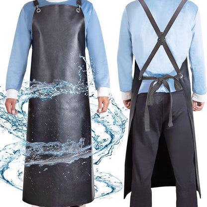 PU Rubber Waterproof Aprons for Dishwashing, Heavy Duty Butcher Apron, Adjustable Cross Back Apron for V1192-AZ-W-2581