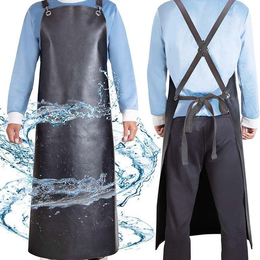 PU Rubber Waterproof Aprons for Dishwashing, Heavy Duty Butcher Apron, Adjustable Cross Back Apron for V1192-AZ-W-2581