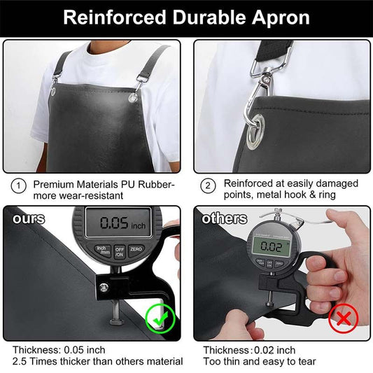PU Rubber Waterproof Aprons for Dishwashing, Heavy Duty Butcher Apron, Adjustable Cross Back Apron for V1192-AZ-W-2581