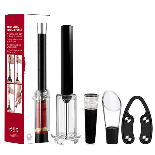 4 in 1 Wine Opening Set,Air Pressure Pump Wine Bottle Opener,Easy Cork Remover Corkscrew,Corkscrew Wine V1192-AZ-W-2586