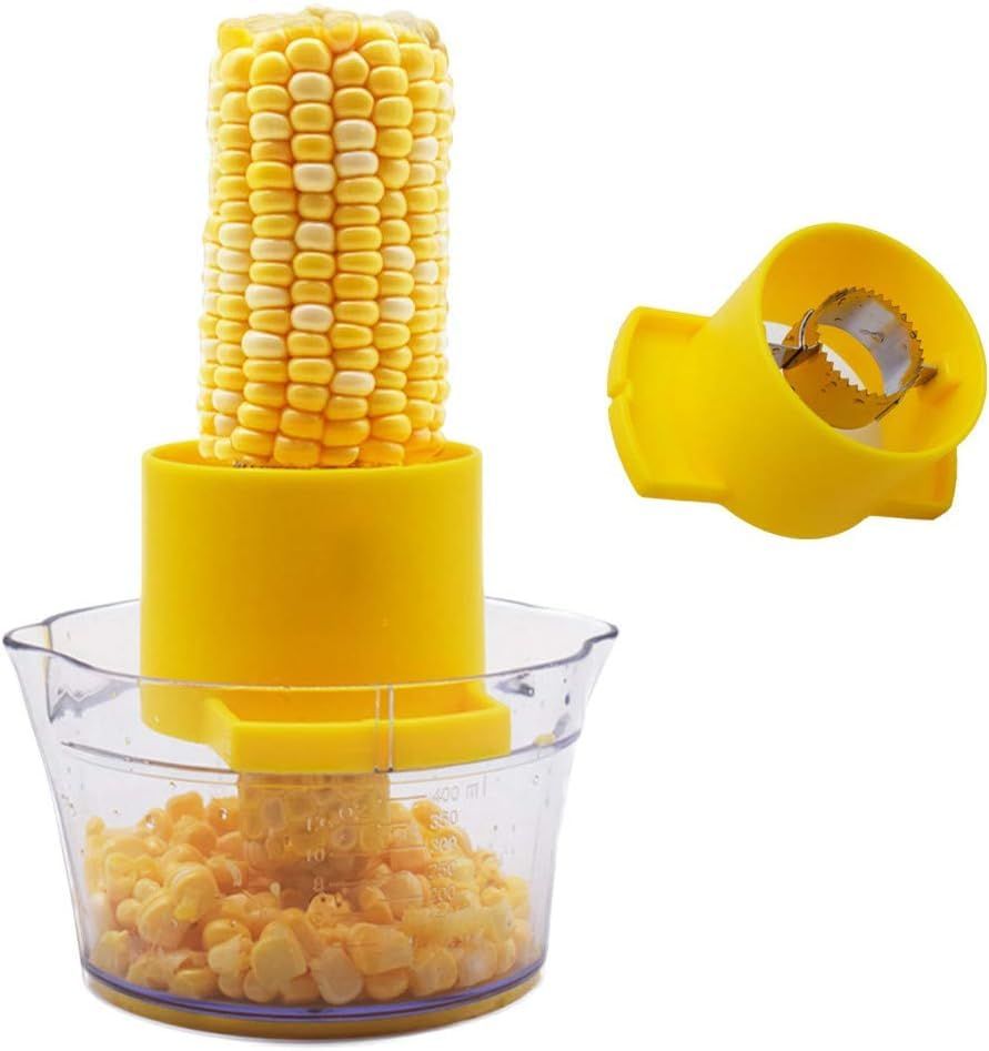 2-in-1 Corn Stripper and Peeler Tool with Bowl, Quick & Safe Corn Kernel Cutter for Shucking Corn on Cob, V1192-AZ-W-2590
