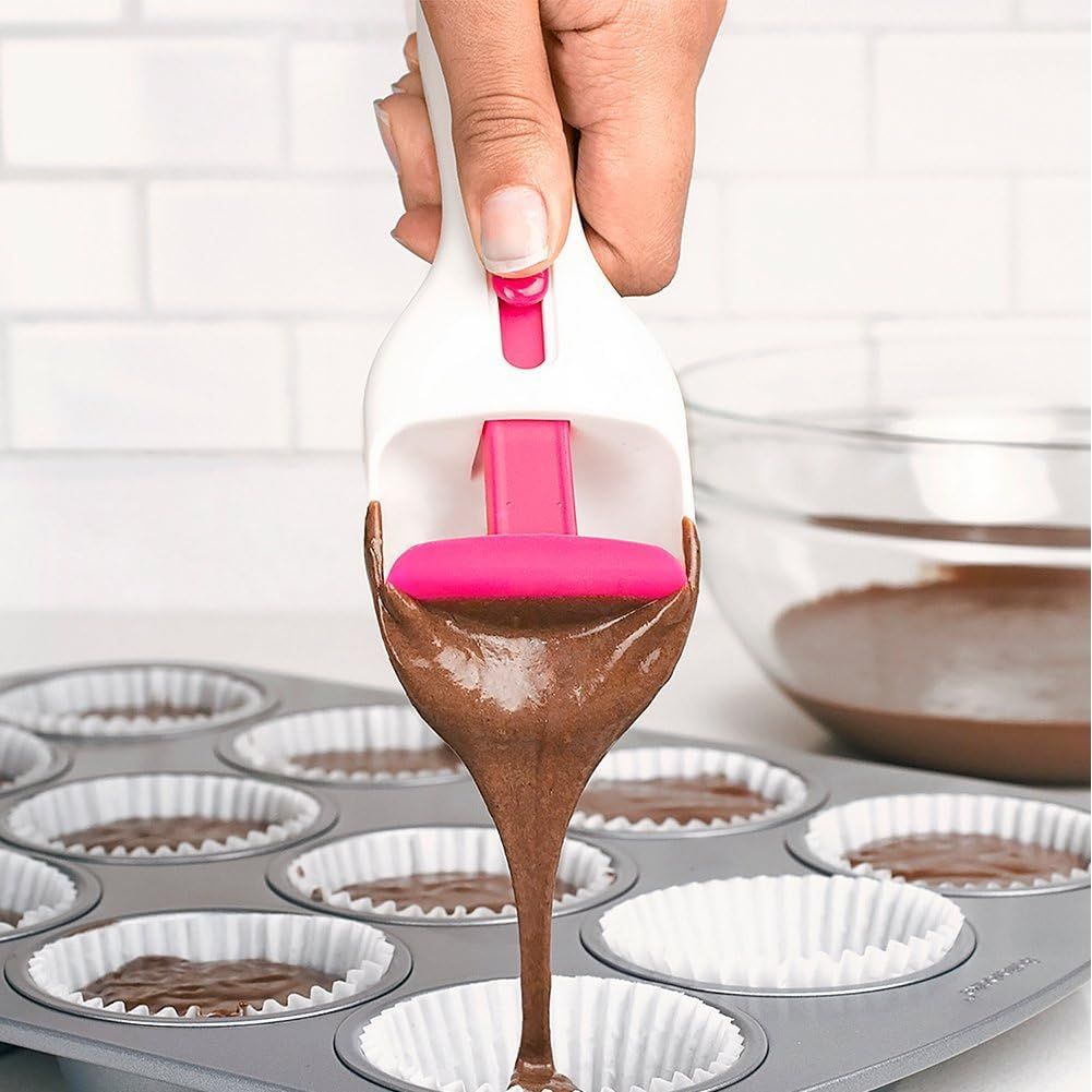 2pcs Cupcake Scoop, Cupcake Batter Scoop Batter Dispenser Sliding Button Dispenses DIY Bakeware Measuring V1192-AZ-W-2595