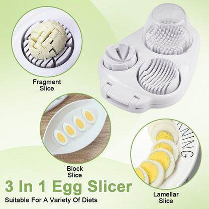 Egg Slicer for Hard Boiled Eggs - 3 Slice Modes Egg Cutter, Heavy Duty, Stainless Steel Dicer - Kitchen V1192-AZ-W-2603
