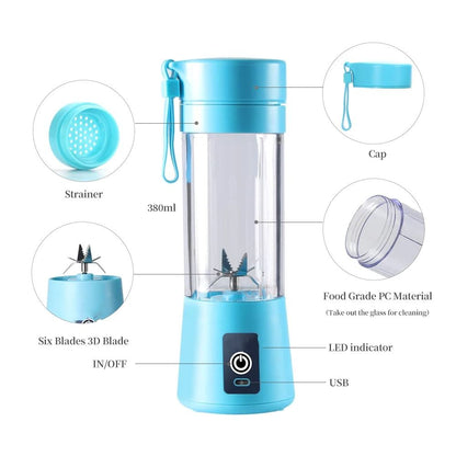 Portable Blender, Personal Mixer Fruit Rechargeable with , Mini Blender for Smoothie, Blue Six Blades V1192-AZ-W-2605