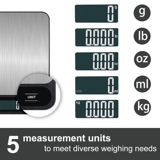 Digital Kitchen Food Scale for Cooking Baking Coffee Scale 5000g by 1g with Tare and LCD Display Food Weight V1192-AZ-W-2608
