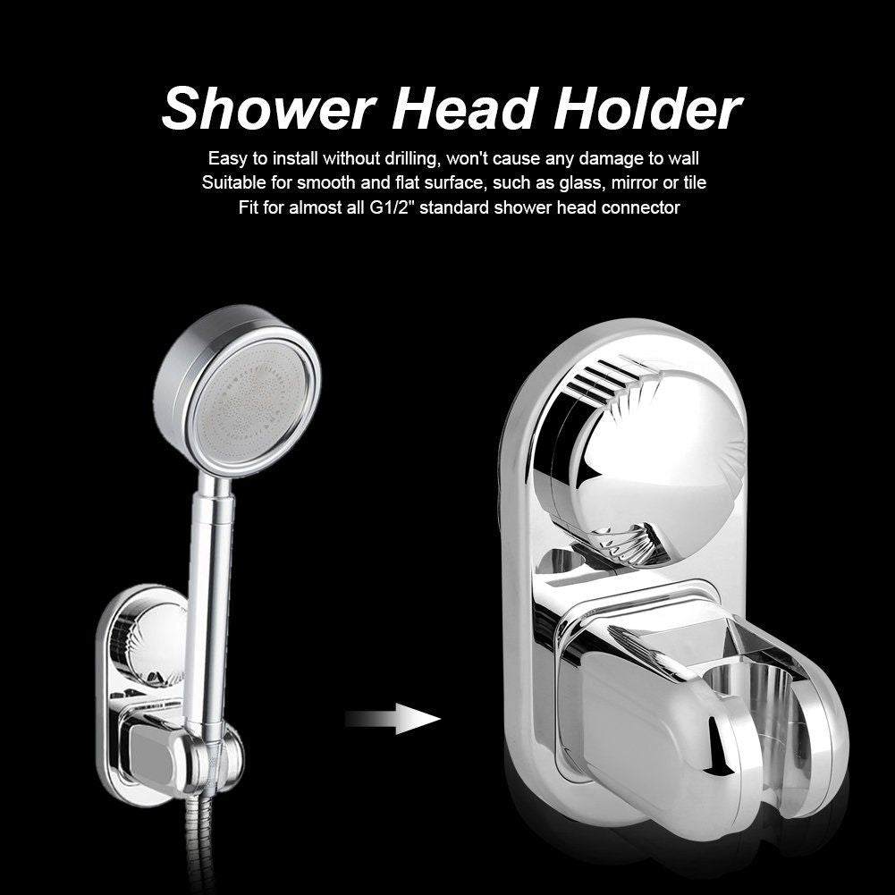 Suction cup Handheld Shower Head Holder - Designed For Large Shower Head - Relocatable Horizontal Setting - - V1192-AZ-W-2613