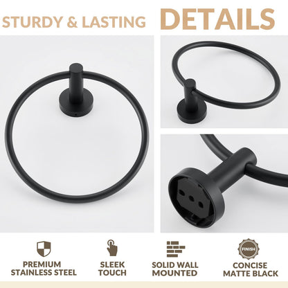 Modern Bathroom Hand Towel Ring, Bathroom Accessories Bath Towel Hanger for Kitchen,Matte V1192-AZ-W-2622