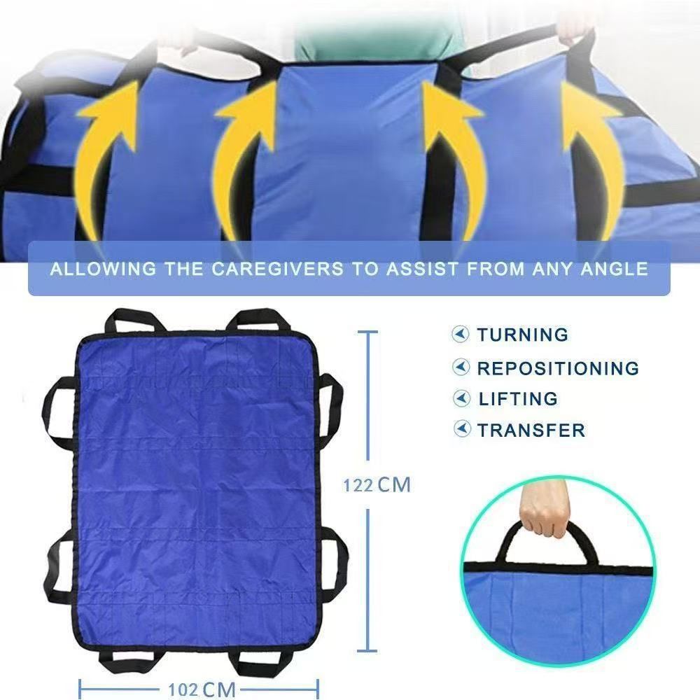 Multipurpose 48" x 40" Positioning Bed Pad with Reinforced Handles - Reusable & Washable Transfer Sheet for V1192-AZ-W-2627