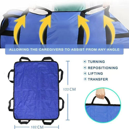 Multipurpose 48" x 40" Positioning Bed Pad with Reinforced Handles - Reusable & Washable Transfer Sheet for V1192-AZ-W-2627