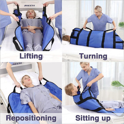 Multipurpose 48" x 40" Positioning Bed Pad with Reinforced Handles - Reusable & Washable Transfer Sheet for V1192-AZ-W-2627