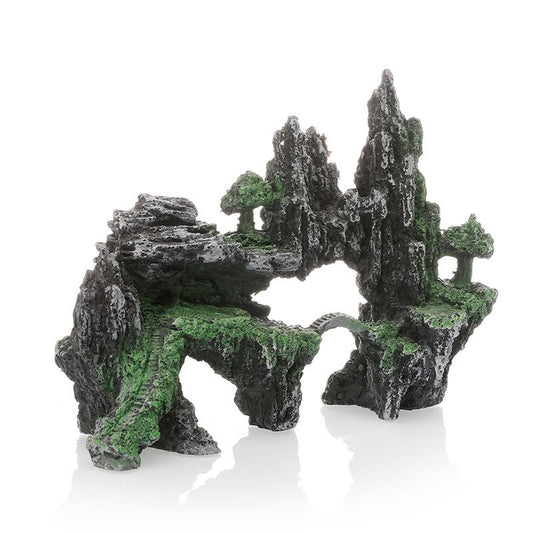 Large Fish Tank Decorations, Mountain View Aquarium Ornament with Tree House Cave Bridge Artificial Plastic V1192-AZ-W-2629