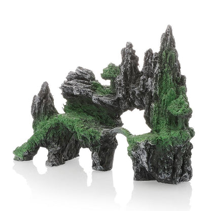 Large Fish Tank Decorations, Mountain View Aquarium Ornament with Tree House Cave Bridge Artificial Plastic V1192-AZ-W-2629