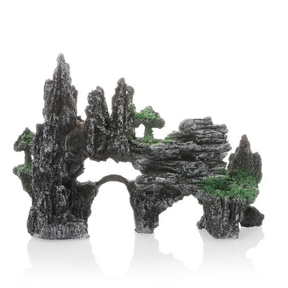 Large Fish Tank Decorations, Mountain View Aquarium Ornament with Tree House Cave Bridge Artificial Plastic V1192-AZ-W-2629