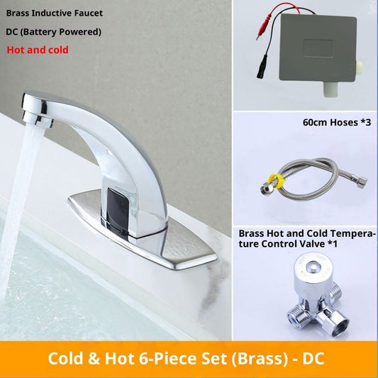 Touchless Bathroom Sink Faucet, Motion Automatic Sensor Faucet with Hole Cover Plate, Chrome for Water Bath V1192-AZ-W-2636