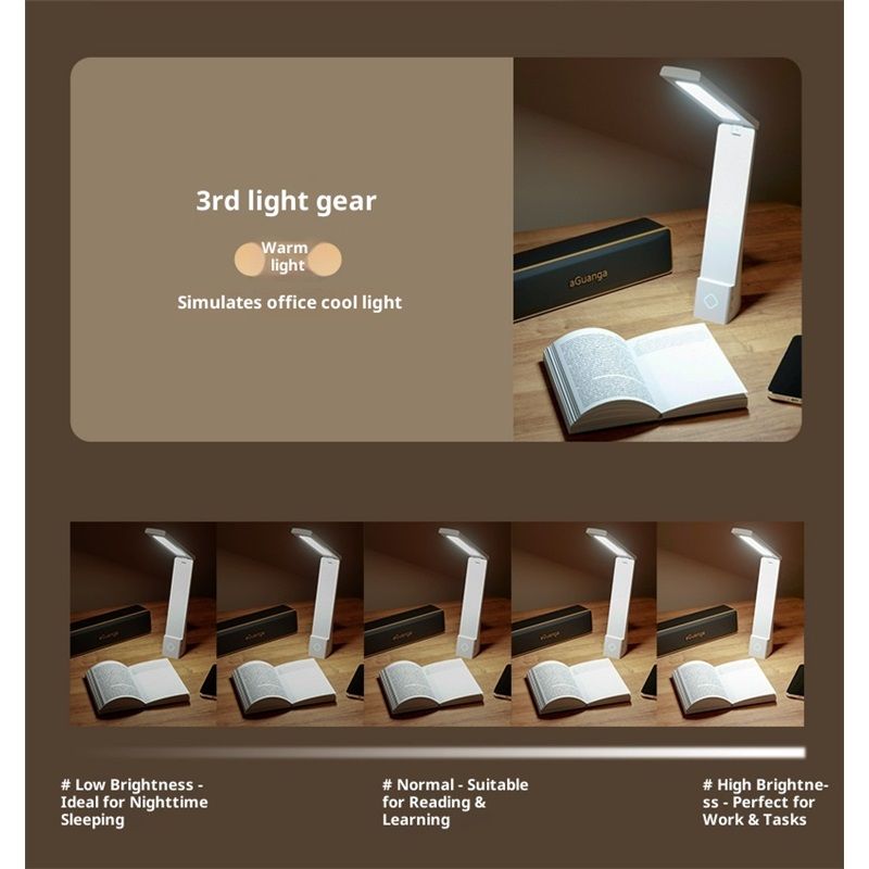 Powered Rechargeable Battery LED Desk Lamp, 3 Color Temperatures, Flip Open,Adjustable Angle, Phone Stand & V1192-AZ-W-2642