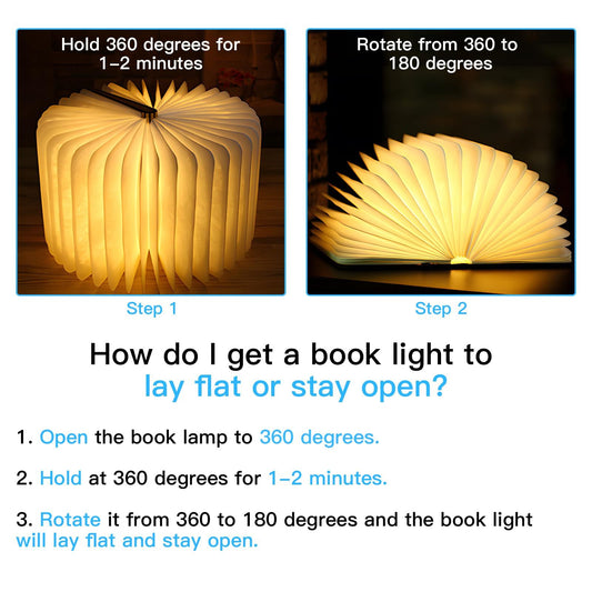 Wooden Book Lamp, Foldable Paper Books Light, Novelty Lighting 360 degrees Bookshaped Night Light, Paper V1192-AZ-W-2646