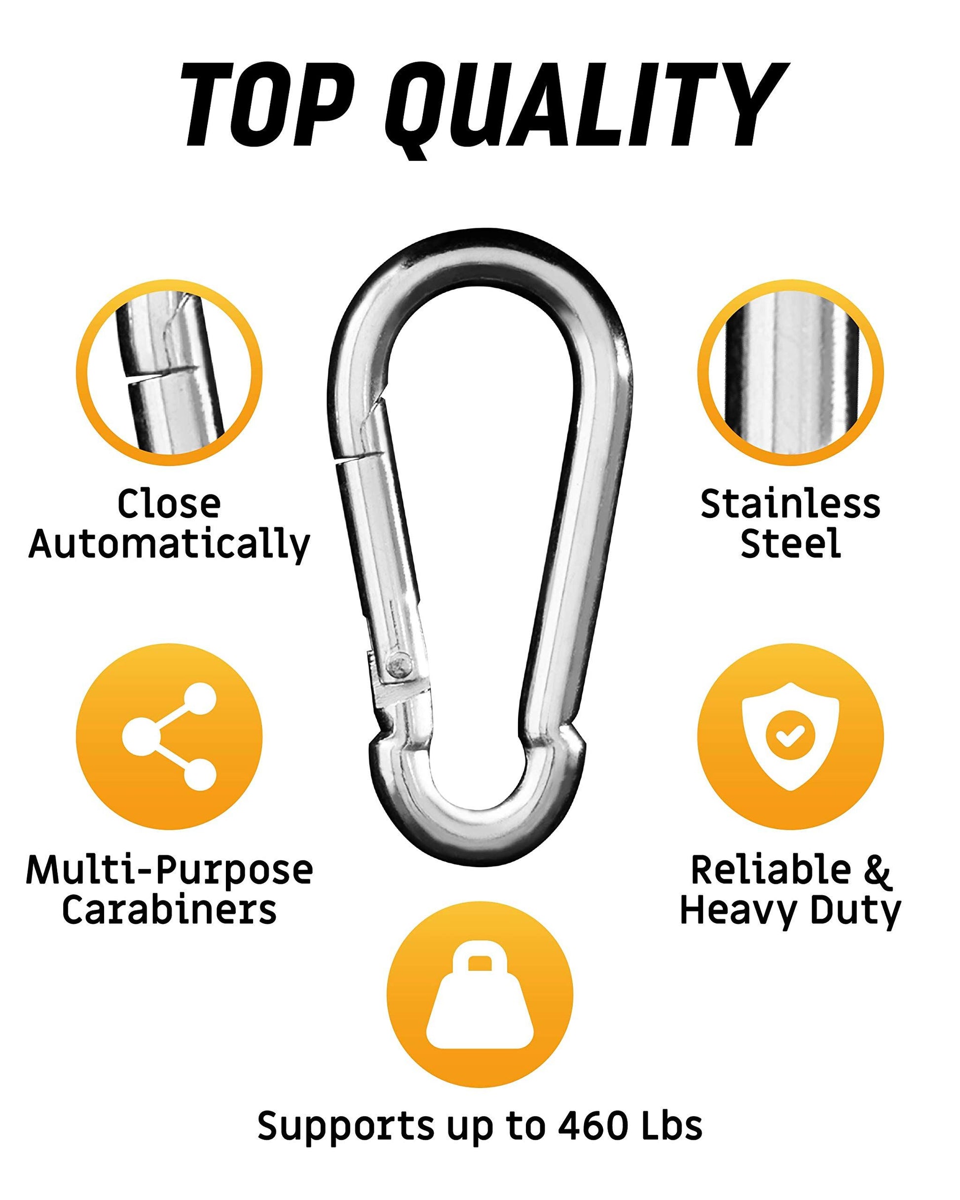 Carabiner Clip 5 Pack - Multipurpose Heavy Duty Snap Hooks - Large Clips for Keys Hook(silvery, 7.5*3.6cm) V1192-AZ-W-2661