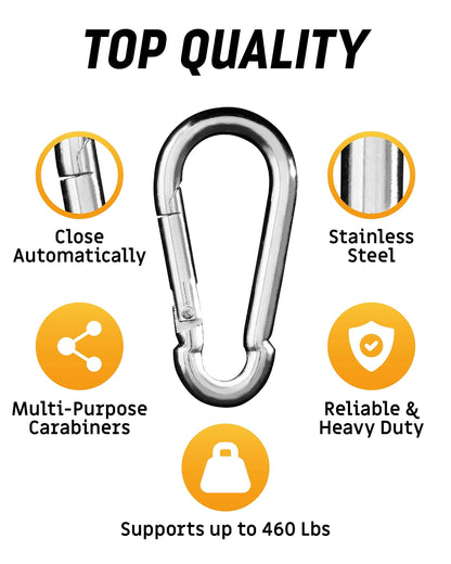 Carabiner Clip 5 Pack - Multipurpose Heavy Duty Snap Hooks - Large Clips for Keys Hook(silvery, 7.5*3.6cm) V1192-AZ-W-2661