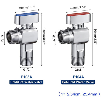 SUBMARINE Angle Stop Valve, Brass Material, 1/2'' Inlet and Outlet Caliber, 1/4 Turn Shut Off Valve, With V1192-AZ-W-2663