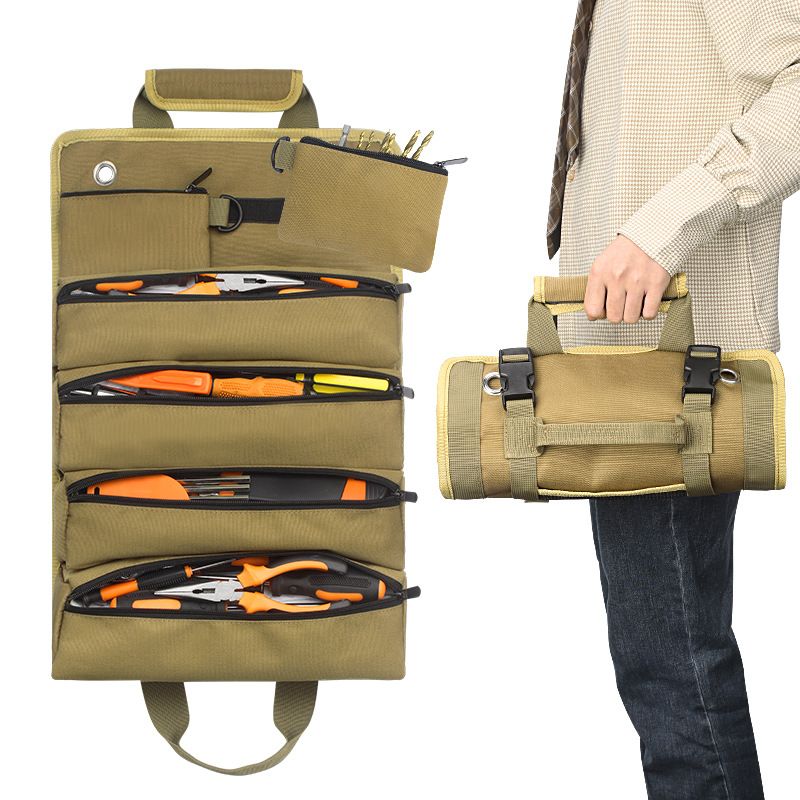Heavy-Duty Oxford cloth Canvas Tool Roll, Tool Wrap Roll, Tool Roll Bag, Large Roll Up Tool Bag For Mechanics. V1192-AZ-W-2679