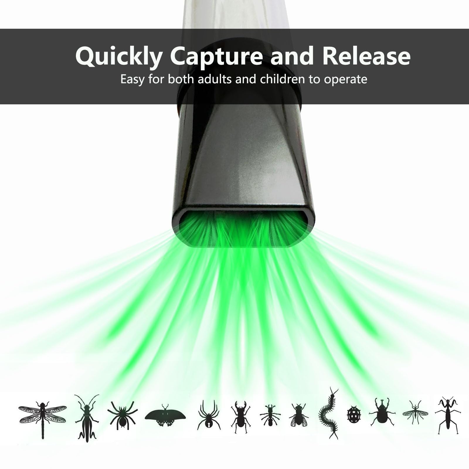 Bug Vacuum Catcher for Adults and Kids with Long Nozzle, Battery Powered Sucker Tool for Spider Cockroach V1192-AZ-W-2689