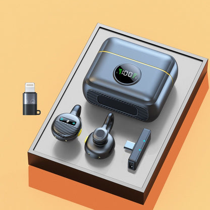 Wireless Lavalier Microphone Mini Clip On Mic with Charging Case, Battery, Noise Canceling Lapel Microphone V1192-AZ-W-2693