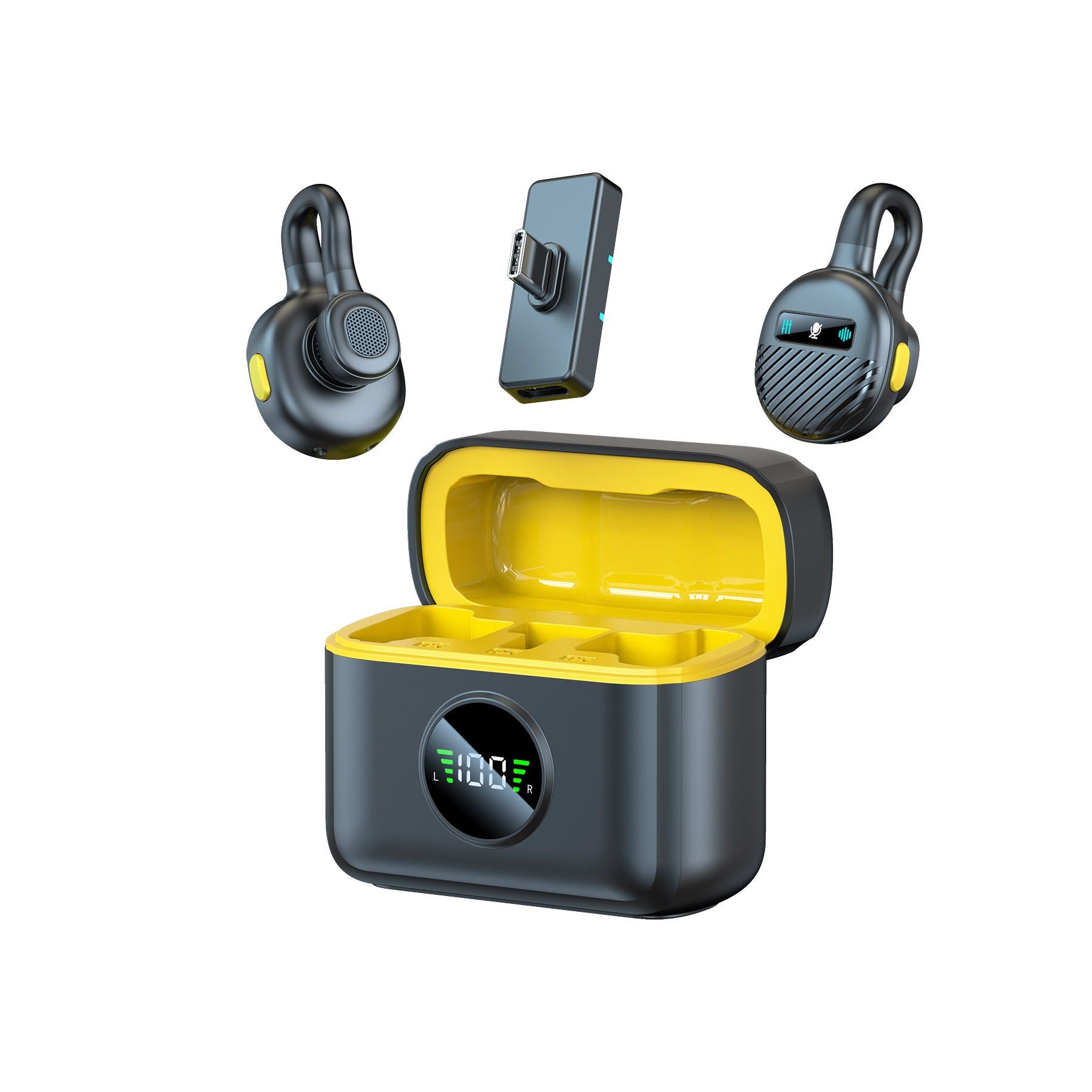 Wireless Lavalier Microphone Mini Clip On Mic with Charging Case, Battery, Noise Canceling Lapel Microphone V1192-AZ-W-2693