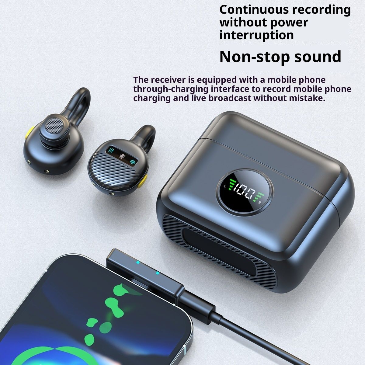 Wireless Lavalier Microphone Mini Clip On Mic with Charging Case, Battery, Noise Canceling Lapel Microphone V1192-AZ-W-2693