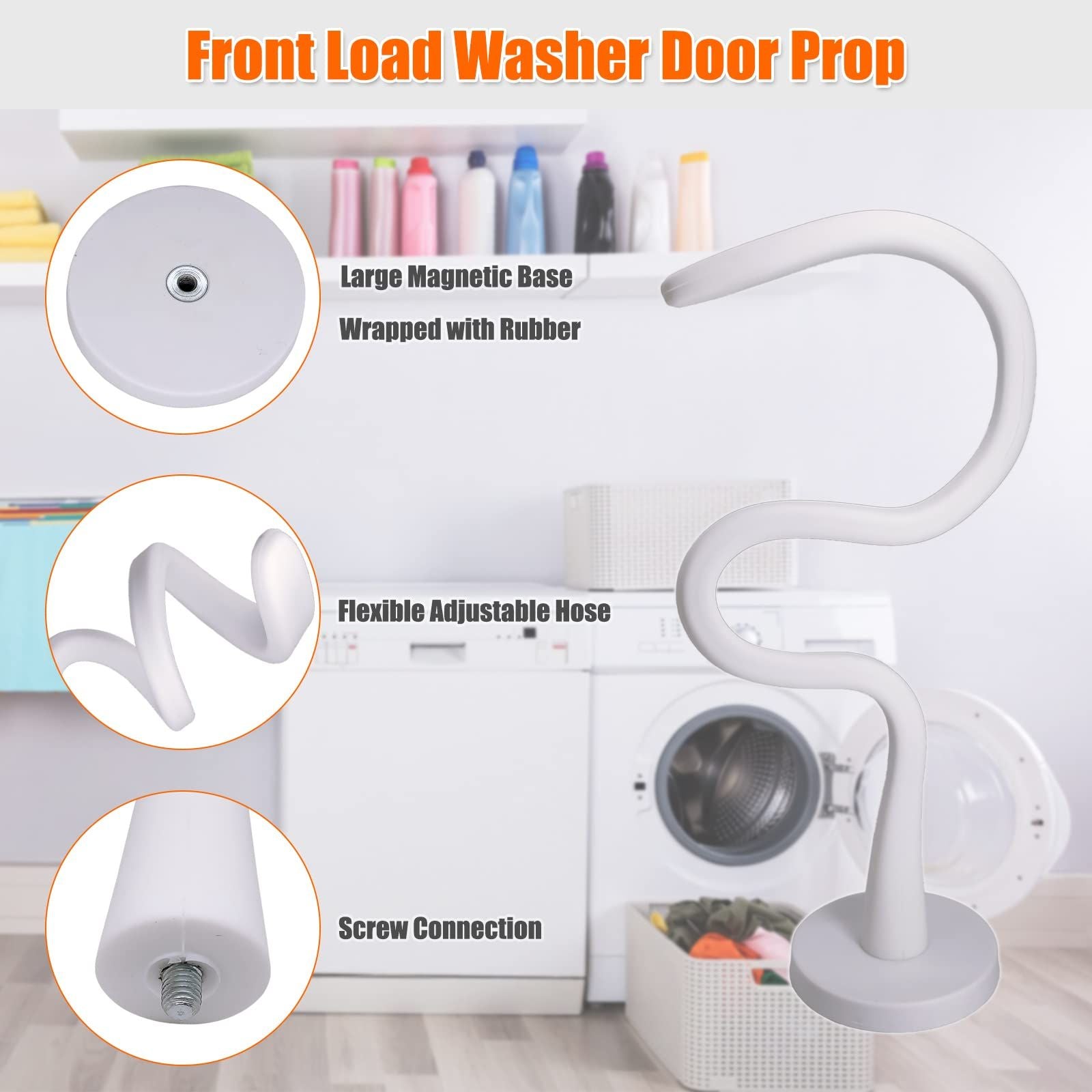 Front Load Washer Door Prop, Magnetic Flexible Washer and Dryer Door Support Keep Washer Drying Door Open to V1192-AZ-W-2700
