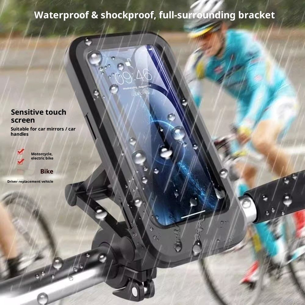 Phone Mount with Waterproof Protector, 360 Degree Adjustable Holder, Compatible with 7inch Roll Bar, Cell V1192-AZ-W-2707