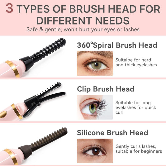 360 degrees Heated Lash Brush Rechargeable with 3 Brush Heads & 3 Temp & 5s Fast V1192-AZ-W-2711