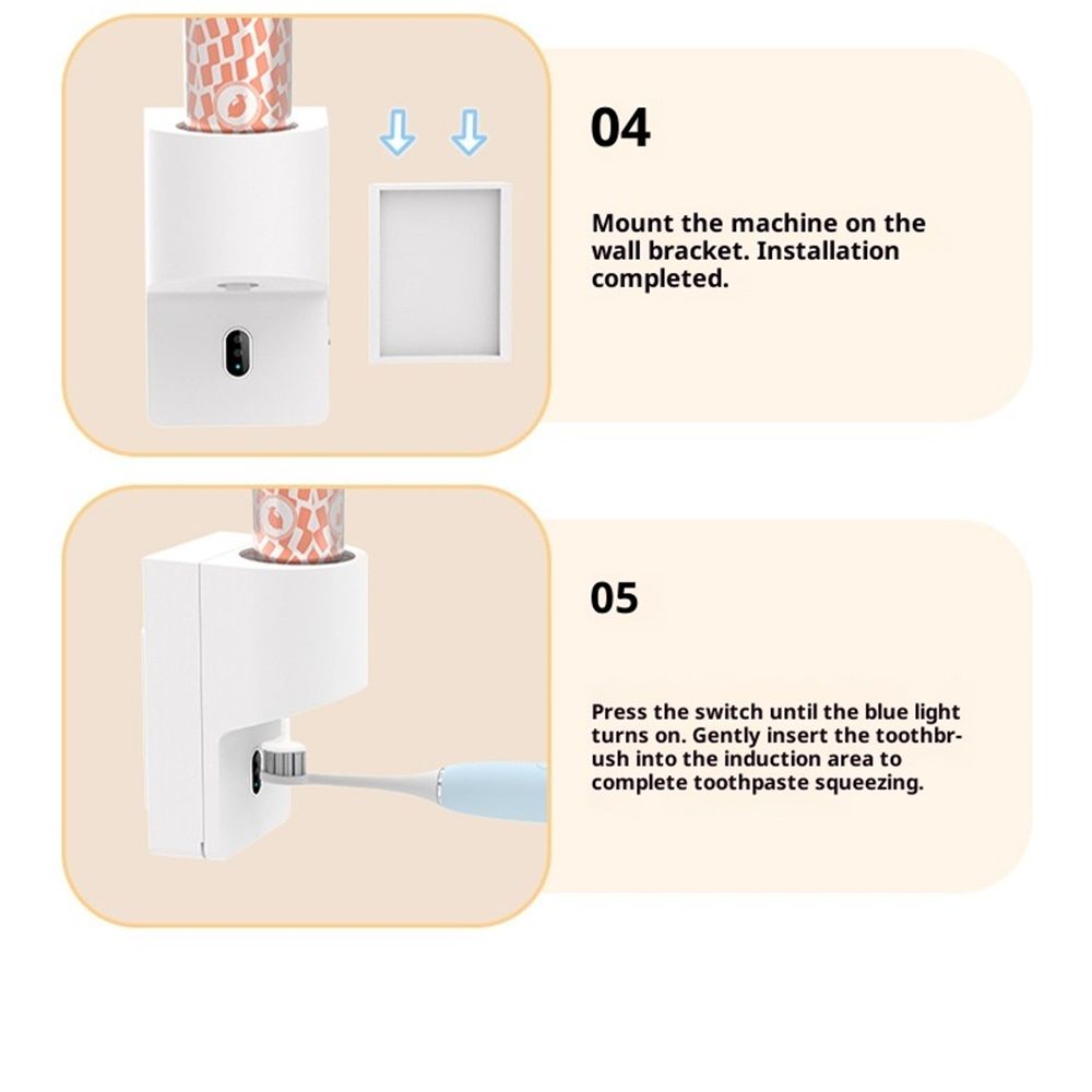 Automatic Induction Toothpaste Dispenser Wall Mounted for Bathroom,1800mAh Rechargeable,4 Gears Electric V1192-AZ-W-2713
