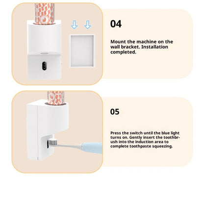 Automatic Induction Toothpaste Dispenser Wall Mounted for Bathroom,1800mAh Rechargeable,4 Gears Electric V1192-AZ-W-2713