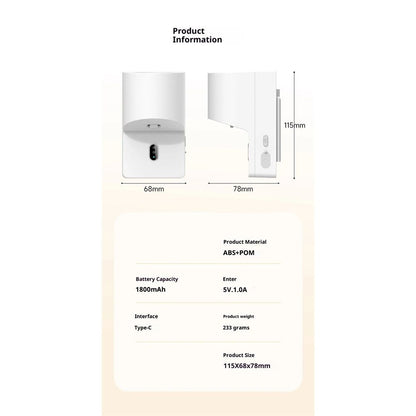 Automatic Induction Toothpaste Dispenser Wall Mounted for Bathroom,1800mAh Rechargeable,4 Gears Electric V1192-AZ-W-2713