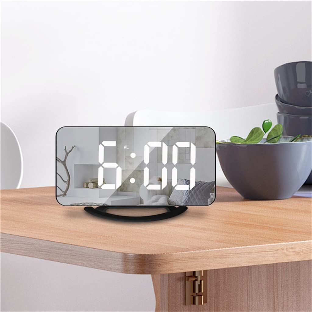 Digital Alarm Clock,6" Large LED Display Charger Ports | Auto Dimmer Mode | Easy Snooze Function, Modern V1192-AZ-W-2718